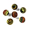 Opaque Handmade Lampwork Beads, Stripe, Round, Mixed Color, 12mm, Hole: 1.6mm