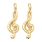 Brass Pendants, Musical Note, Cadmium Free & Lead Free, Rack Plating, Long-Lasting Plated, with Jump Ring, Real 18K Gold Plated, 60x21x5mm, Hole: 9x6.5mm