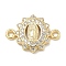 Rack Plating Brass Micro Pave Clear Cubic Zirconia Religion Virgin Mary Connector Charms, Long-Lasting Plated, Lead Free & Cadmium Free, Real 18K Gold Plated, 12x16x2.2mm, Hole: 1.6mm