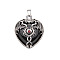 Natural Obsidian Pendants, with Zinc Alloy Findings, Heart with Dragon, 32x31mm