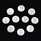 Natural Freshwater Shell Beads, with Golden Plated Brass Etched Metal Embellishments, Flat Round with Letter, Seashell Color, Letter.Q, 6x4mm, Hole: 0.8mm