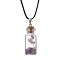 Glass Wish Bottle Pendant Necklace, Natural Amethyst Chips Tree Necklace, 17.83 inch(45.3cm)