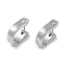 Brass Micro Pave Clear Cubic Zirconia Hoop Earrings, Real Platinum Plated, 14x4.5mm