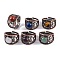 Natural Mixed Stone Round Adjustable Rings, Red Copper Plated Brass Wide Band Rings for Men, Inner Diameter: 19mm