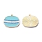 Zinc Alloy Pendants, with Enamel, Golden, Macaron Charm, Sky Blue, 22.5x24x1.5mm, Hole: 1mm