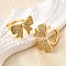 Brass Micro Pave Clear Cubic Zirconia Cuff Earrings, Bowknot, Real 18K Gold Plated, 12x18.5x15mm