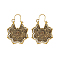 Bohemian Retro Style Alloy Dangle Hoop Earrings, Mandala Earrings, Flower, Antique Golden, 41~44mm, Pin: 0.7mm, Flower: 31.5x28.5x1.8mm