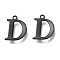304 Stainless Steel Charms, Laser Cut, Alphabet, Electrophoresis Black, Letter.D, 12x9.5x0.8mm, Hole: 1mm