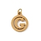 304 Stainless Steel Charms
with Jump Ring, Golden, Ring with Letter Charm, Letter G, 14.5x12x1.5mm, Hole: 3mm