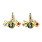Brass Micro Pave Clear Cubic Zirconia European Dangle Charms, with Colorful Enamel, Airplane & Earth & Passport Large Hole Pendants, Cadmium Free & Nickel Free & Lead Free, Real 18K Gold Plated, 24.5mm, Hole: 4.5mm