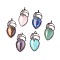 Natural & Synthetic Mixed Stone Pendants, with Brass Findings, teardrop, Antique Silver, 52~53x27x10~11mm, Hole: 8x5mm
