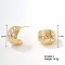 Rock Hip-hop Fashion Shiny Stud Earrings for Versatile Style, Moon, Golden, 21x17mm