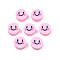 Handmade Polymer Clay Beads, Flat Round with Expression, Pearl Pink, 9~10x4~5mm, Hole: 1.6mm