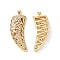 Brass Micro Pave Cubic Zirconia Pendants, Cadmium Free & Lead Free, Real 18K Gold Plated, Horn/Tusk Charms, Clear, 43.5x17.5x6mm, Hole: 4x3.5mm