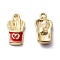 Zinc Alloy Pendants, with Enamel, Golden, Fries, 18.5x9.5x3.5mm, Hole: 1.5mm