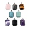 Natural Mixed Stone Pendants, Faceted Rectangle Charms, with Rack Plating Brass Findings, Platinum, 34x23x8mm, Hole: 4.5x6mm