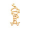 Rack Plating Brass Micro Pave Cubic Zirconia Pendants, Cadmium Free & Lead Free, Human, Real 18K Gold Plated, 31x15x3mm, Hole: 4x3.5mm