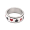 Stainless Steel Spinner Ring, with Playing Card Pattern, Wide Band Rings for Unisex, Stainless Steel Color, 7.7mm, Inner Diameter: 17.5mm