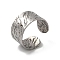 Tarnish Resistant 304 Stainless Steel Cuff Ring Settings, Textured Wide Band Ring with Loop, Stainless Steel Color, 10mm, Inner Diameter: 17mm