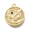 Brass Micro Pave Cubic Zirconia Pendants, Cadmium Free & Nickel Free & Lead Free, Circle Charms, Bird, 17x15x2.5mm, Hole: 1.5mm