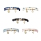 2Pcs 2 Style Natural Gemstone & Lampwork Evil Eye Beaded Stretch Bracelets Set, Brass Cross & Virgin Mary Charms Stackable Bracelets for Women, Inner Diameter: 2-1/8 inch(5.25cm), 1Pc/style