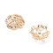 Brass Bead Caps, Cadmium Free & Nickel Free & Lead Free, 4-Petal, Clover, Real 18K Gold Plated, 7x2.5mm, Hole: 0.6mm