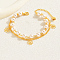 Elegant Brass & Imitation Pearl Double Layer Clover Pendant Anklets for Women's Fashion Style, Real 18K Gold Plated, 8-1/4 inch(210mm)