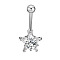 Clear Cubic Zirconia Belly Button Rings, Stainless Steel Piercing Navel Rings, Curved Barbell Body Jewelry for Women, Stainless Steel Color, Star, 8~13mm, Bar: 10x1.5mm