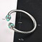 Adjustable C-shaped 304 Stainless Steel Twist Open Cuff Bracelets with Synthetic Turquoise, Stainless Steel Color