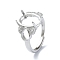 Adjustable 925 Sterling Silver Ring Components, with Cubic Zirconia, For Half Drilled Beads, Real Platinum Plated, 2.5~10mm, US Size 8 1/2(18.5mm)