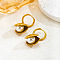 Shell Shape 304 Stainless Steel Plastic Imitation Pearl Hoop Earrings, Golden, 25mm
