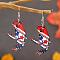 Print Wooden Dangle Earrings for American Independence Day, Platinum, Frog