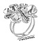 Non-Tarnish Stylish Flower 304 Stainless Steel Open Cuff Ring for Women, Stainless Steel Color, Inner Diameter: 17mm