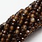 Faceted Natural Agate Round Beads Strands, Dyed, Sienna, 4mm, Hole: 1mm, about 92pcs/strand, 14.6 inch