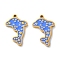 Ion Plating(IP) 304 Stainless Steel Enamel Pendants, Dolphin Charm, Real 18K Gold Plated, 16.5x11.5x1.5mm, Hole: 1mm