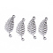 Tarnish Resistant 201 Stainless Steel Links Connectors, Laser Cut, Leaf, Stainless Steel Color, 21x8x1mm, Hole: 1.4mm