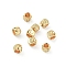 Rack Plated Brass Beads, Long-Lasting Plated, Lead Free & Nickel Free & Cadmium Free, Round with Textured, Real 14K Gold Plated, 3x2.5mm, Hole: 1.5mm