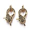 Brass Micro Pave Black & Green Cubic Zirconia Lobster Claw Clasp, Long-Lasting Plated, with Jump Rings, Snake Shape, Real 18K Gold Plated, 23x12.5x7mm