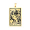 201 Stainless Steel Pendants, Laser Engraved Pattern, Tarot Card Pendants, Golden, The Empress III, 40x24x1mm, Hole: 8x4mm