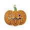 Alloy with Glass Rhinestone Pendants, Halloween Theme, Pumpkin, 39.5x39x6.5mm, Hole: 2mm