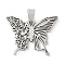 Non-Tarnish 201 Stainless Steel Pendants, Laser Cut, Butterfly Charm, Stainless Steel Color, 25x32.5x1.5mm, Hole: 8.5x4.5mm