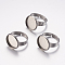Tarnish Resistant Adjustable 304 Stainless Steel Finger Rings Components, Pad Ring Base Findings, Flat Round, Stainless Steel Color, Tray: 14mm, 17mm