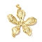 Rack Plating Brass & Cubic Zirconia Pendants, Cadmium Free & Lead Free, Long-Lasting Plated, Flower, Real 18K Gold Plated, 42x37.5x3mm, Hole: 5mm