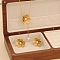 304 Stainless Steel Pendant Necklaces & Stud Earrings Sets, Flower, with Imitation Pearl, Golden, Earrings: 25mm