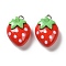 Opaque Resin Pendants, with Platinum Iron Loop, Strawberry, 22x16x9mm, Hole: 2mm
