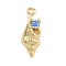Brass Micro Pave Cubic Zirconia Pendants, Conch Shape Charms, Rack Plating, Long-Lasting Plated, Cadmium Free & Lead Free, Real 18K Gold Plated, 18x6.5x4mm, Hole: 1.4mm