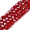 Electroplate Glass Beads Strands, Opaque Solid Color, AB Color Plated, Faceted, Rondelle, Crimson, 6x5mm, Hole: 1mm, about 80~85pcs/strand, 38~40cm