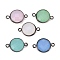 Brass Glass Links Connectors, Long-Lasting Plated, Lead Free & Nickel Free & Cadmium Free, Faceted, Flat Round, Gunmetal, Mixed Color, 16.5x11x5mm, Hole: 1.4mm