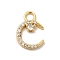 Rack Plating Brass Micro Pave Cubic Zirconia Charms, Cadmium Free & Lead Free, Long-Lasting Plated, Religion Crescent Moon Charm, Real 18K Gold Plated, Clear, 15x10x2mm, Hole: 2.8mm