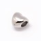 Tarnish Resistant Heart 304 Stainless Steel European Large Hole Beads, Stainless Steel Color, 10x11.5x8mm, Hole: 5mm